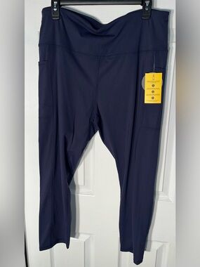 Women’s Size XL Stretchtherules Leggings Navy Blue Nylon Blend Outer Pockets